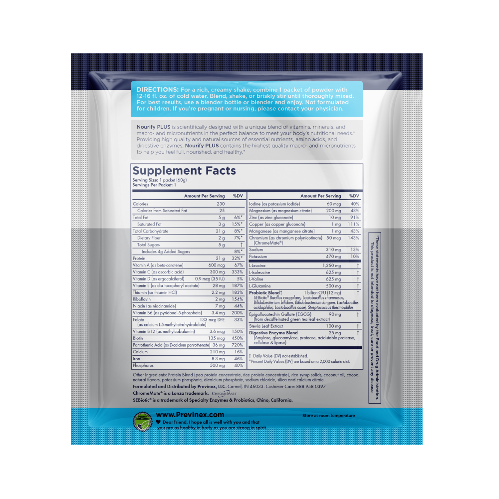 Previnex Nourify® PLUS Chocolate Protein Powder Pouch