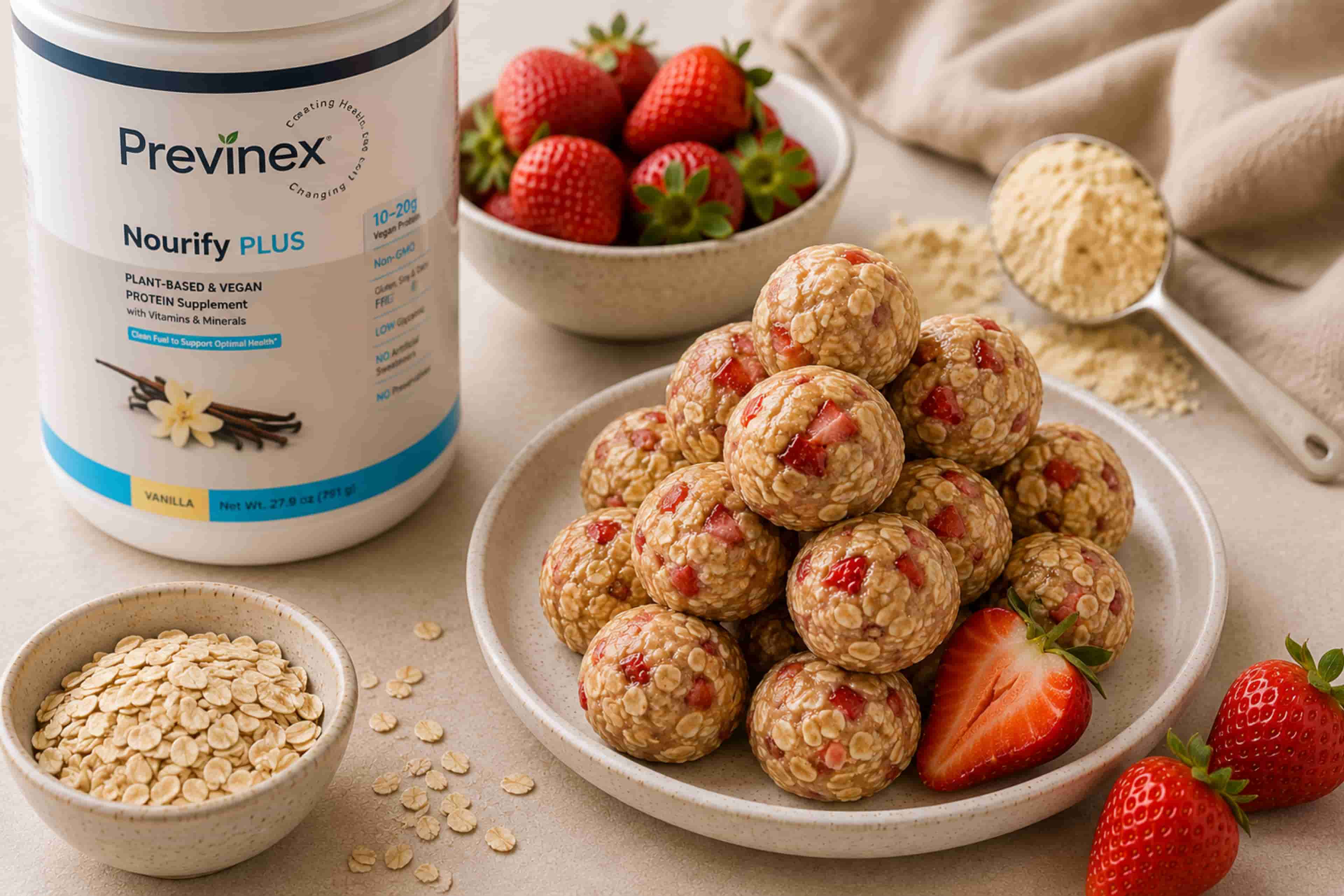 Strawberry Cheesecake Protein Bites