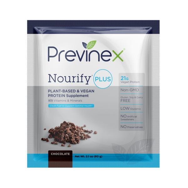 Nourify® PLUS Single Serving Chocolate Protein Powder | Previnex