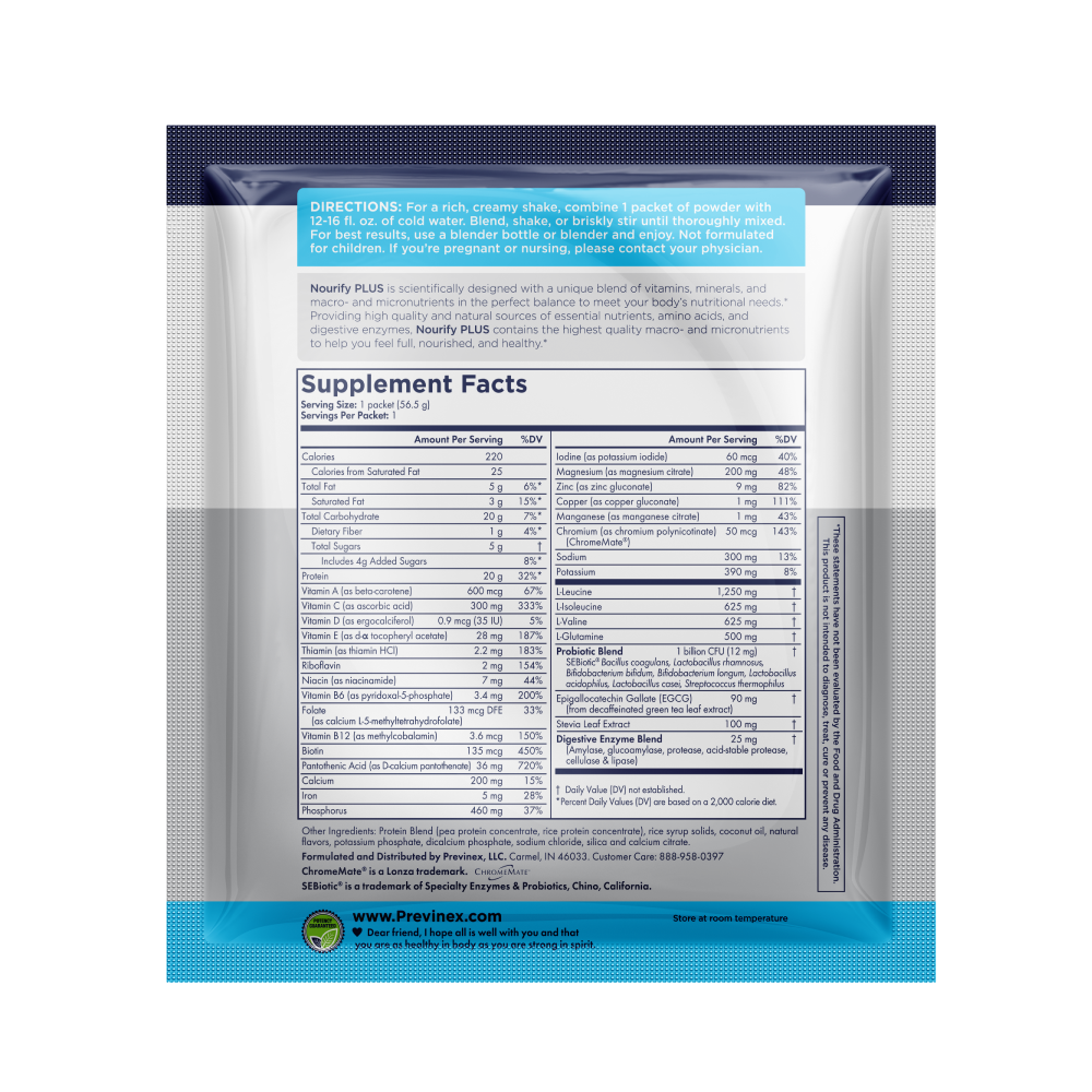 Previnex Nourify® PLUS Vanilla Protein Powder Pouch